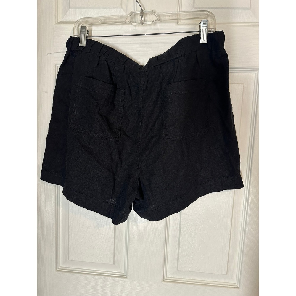 Briggs Black Linen Blend Elastic Waist Shorts Relaxed Fit Large - Picture 2 of 6